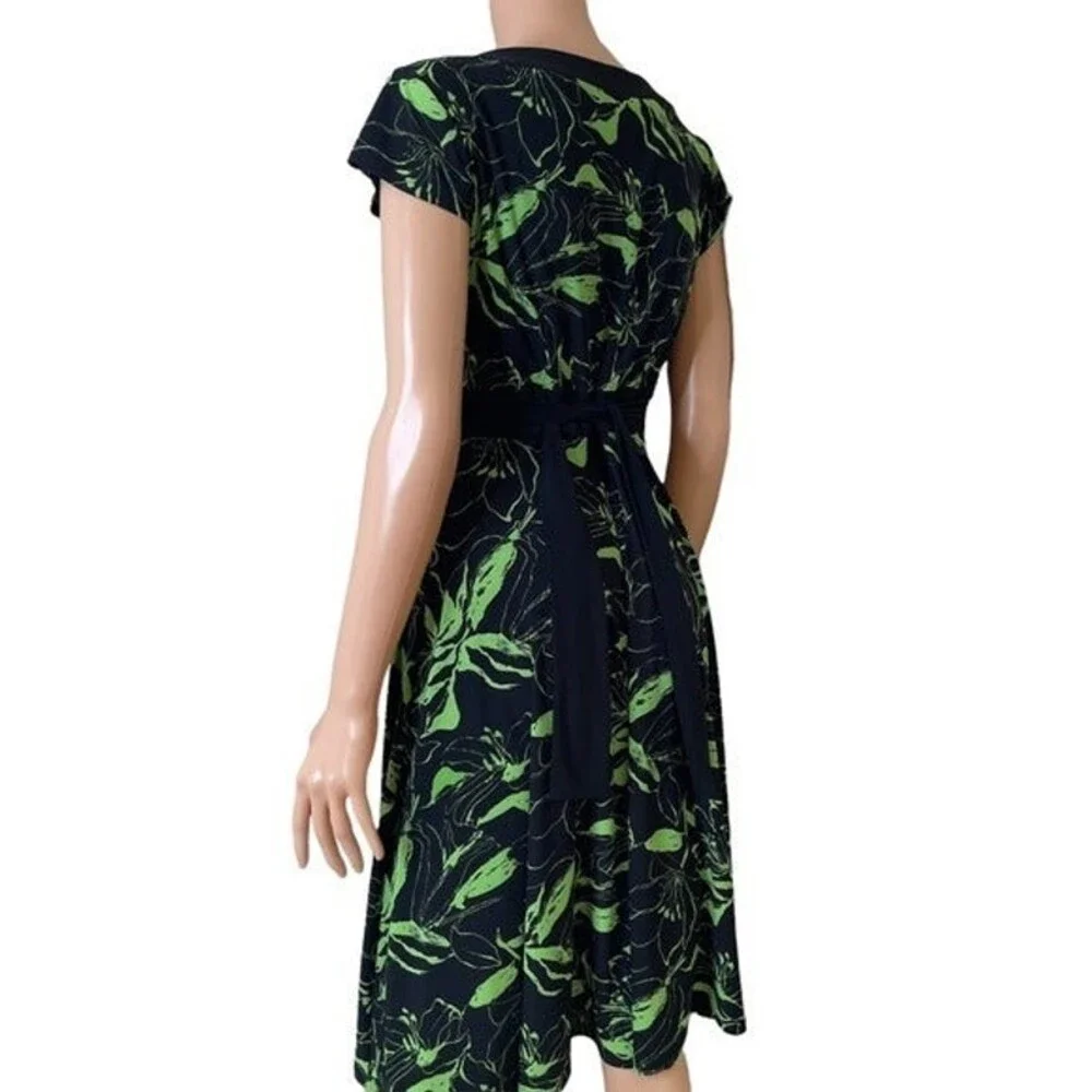 Evan Picone SZ 4 Black Green Floral Dress - Picture 3 of 8